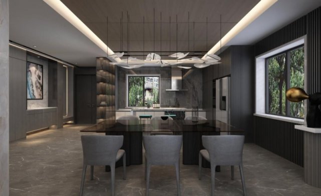 470m2现代简约设计,挑空的客厅开阔清朗,极简的既视感呼之欲出