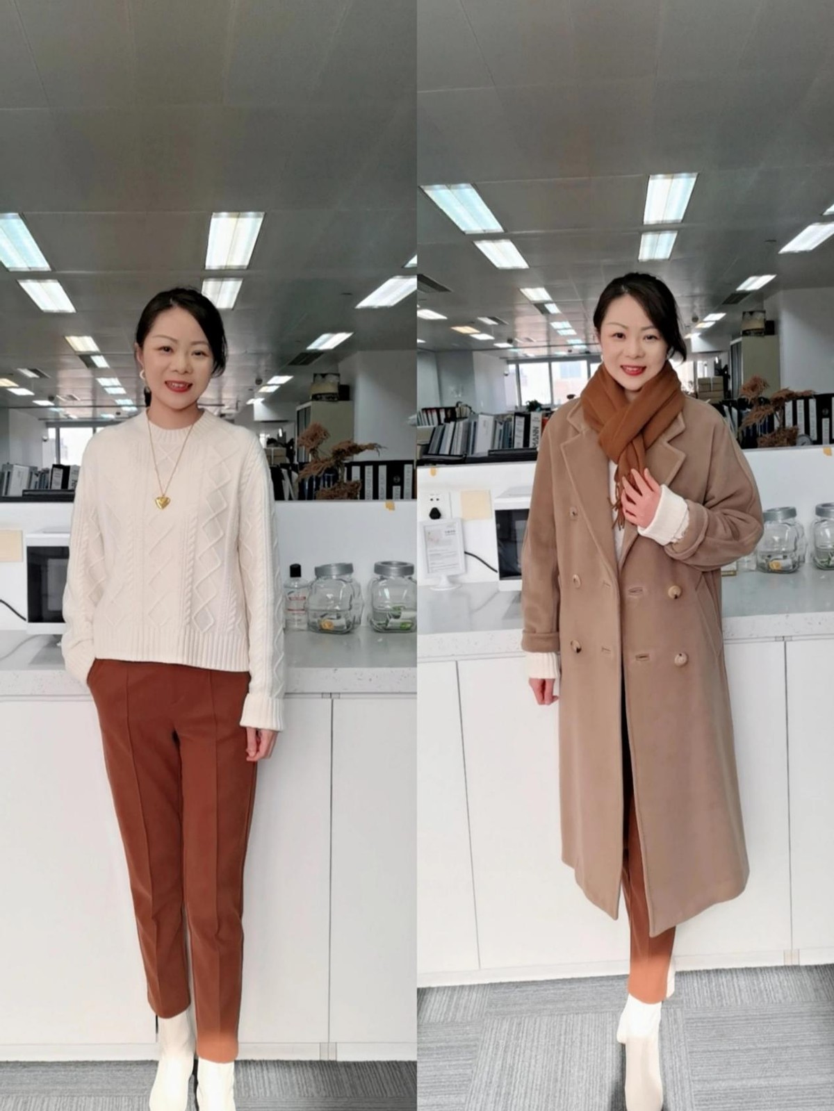 穿衣搭配|这个冬天爱上通勤风,40岁姐姐用白色构建“通勤穿搭”,好高级