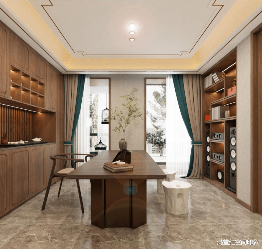 |中式元素与现代时尚巧妙结合，体现新中式清新脱俗气息