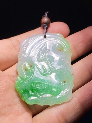 翡翠|清 翡翠 三友图 梅桩 诗文佩