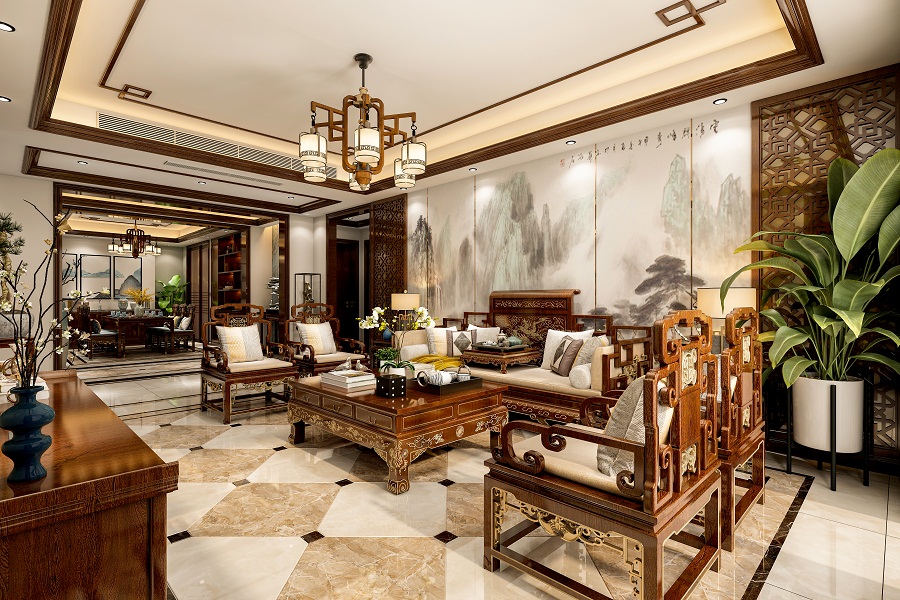 中式大宅设计：简单几笔描绘出的生活感，说给懂的人听。