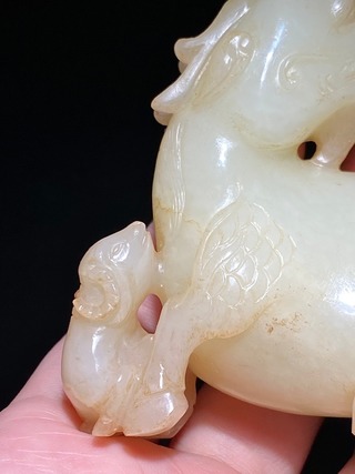 乾隆|清乾隆 和田玉籽料 白玉 麒麟生牛 摆件 把件