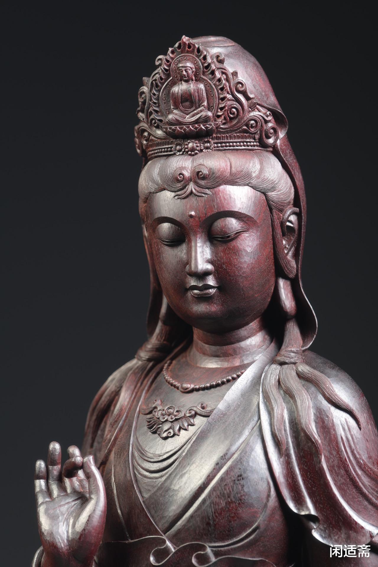 小叶紫檀|千处祈求千处应，苦海常作渡人舟，小叶紫檀，渡海观音立像珍赏