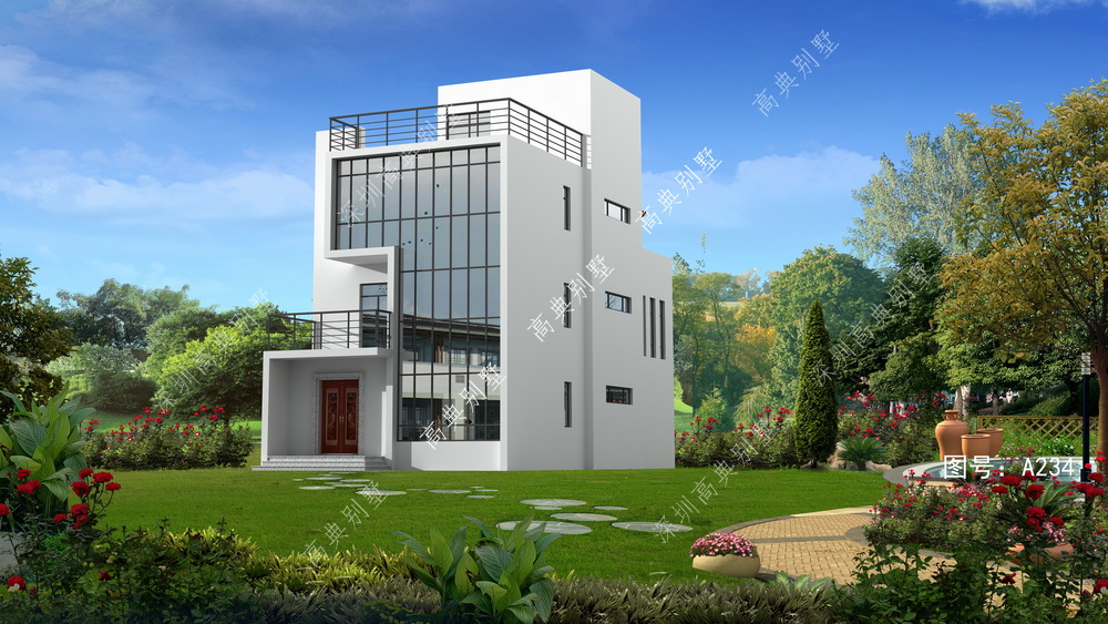 这款现代别墅设计，不仅居住空间大，而且外观看起来也很华丽。