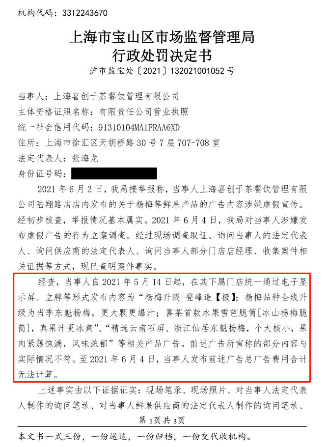 估值600亿的知名奶茶被罚45万！网友：一查一个准