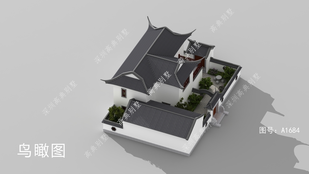 这款中式两层别墅，外表沉稳耐看，是年轻人喜欢的户型。