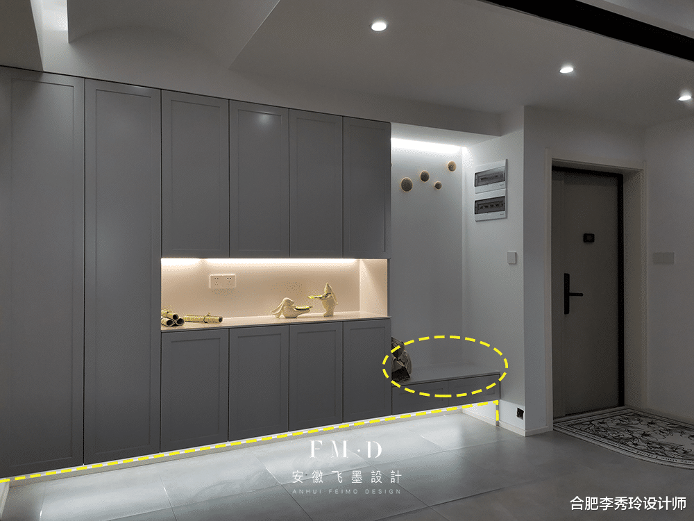 合肥李秀玲设计师 装修界“内卷”，装玄关柜，顺势能做个换鞋凳，成品的不好卖了