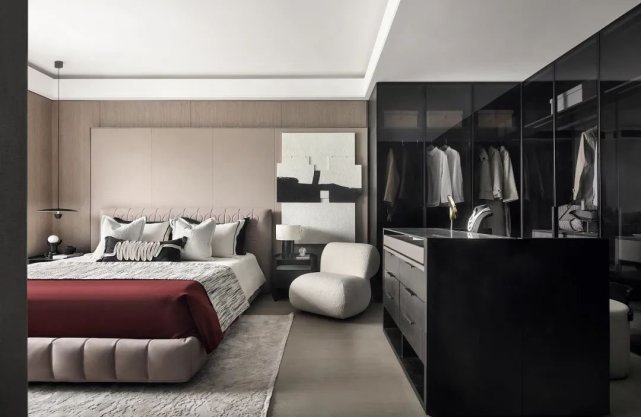 180平超大横厅的现代风,落地窗连接着各个功能区域