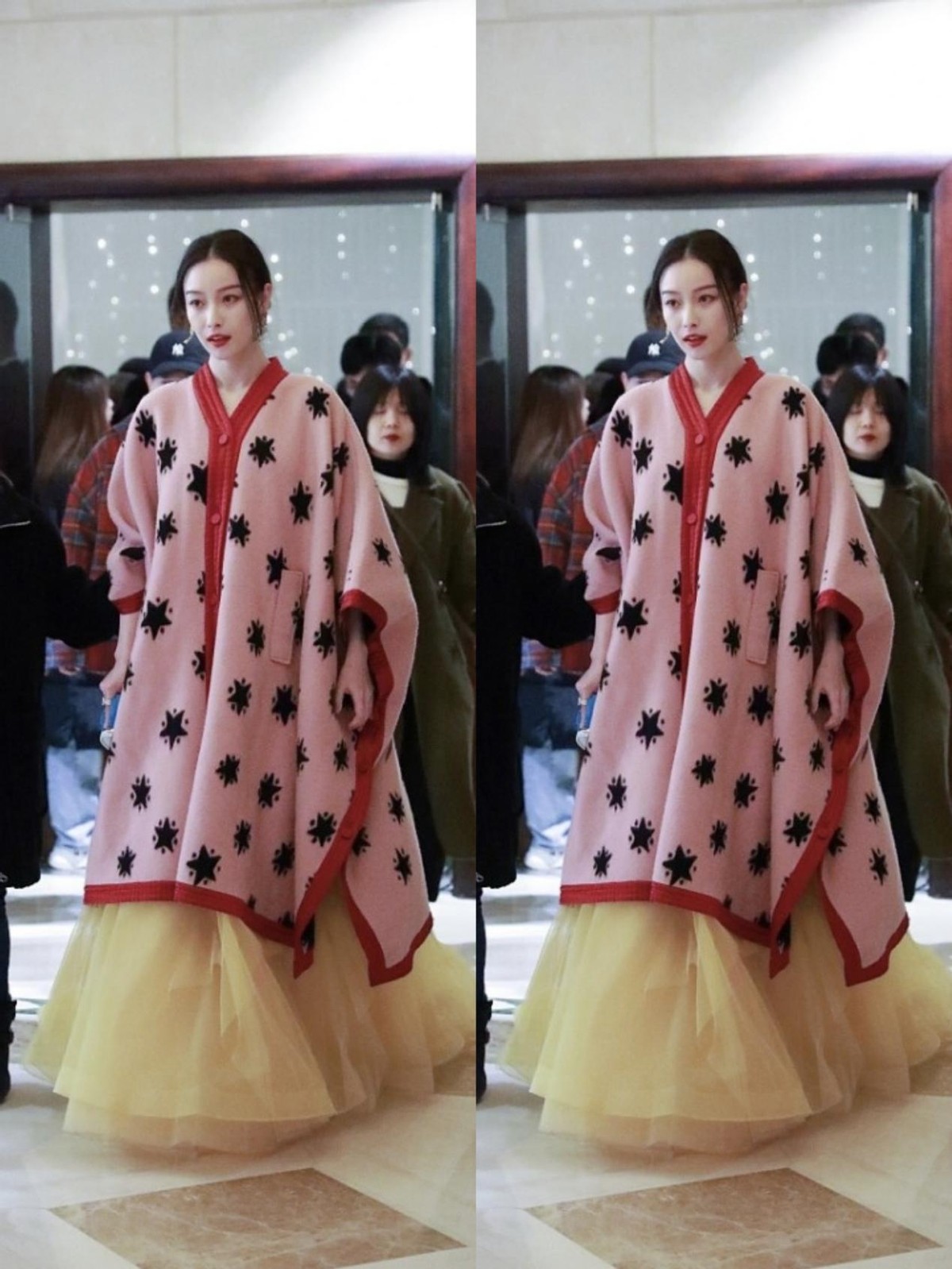 闫妮|倪妮的气质也太温柔了吧，穿粉色长衫配纱裙，不臃肿反而好飘逸