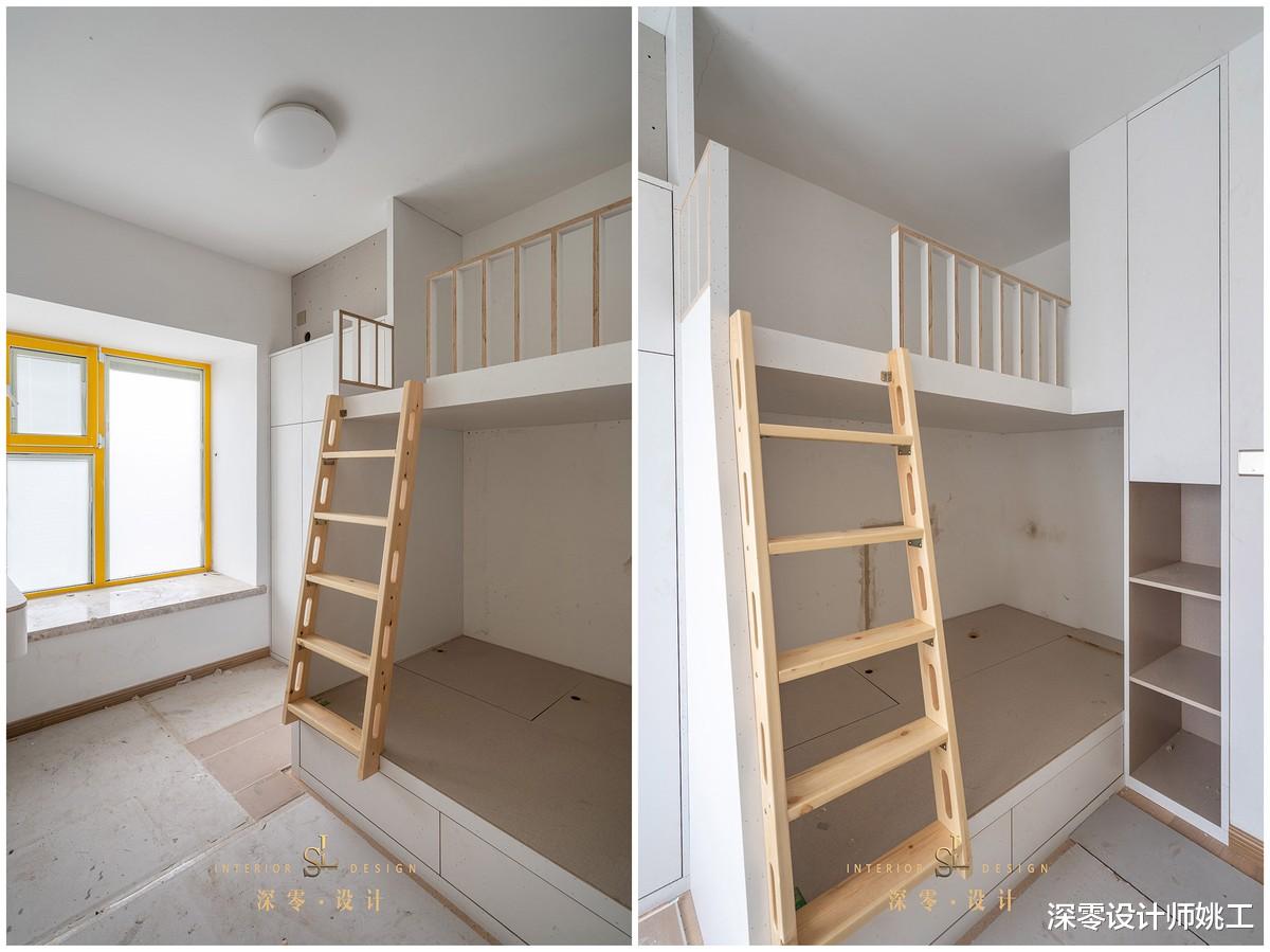 8㎡儿童房教科书式装法,高低床见缝插衣柜,把每1㎡利用到极致