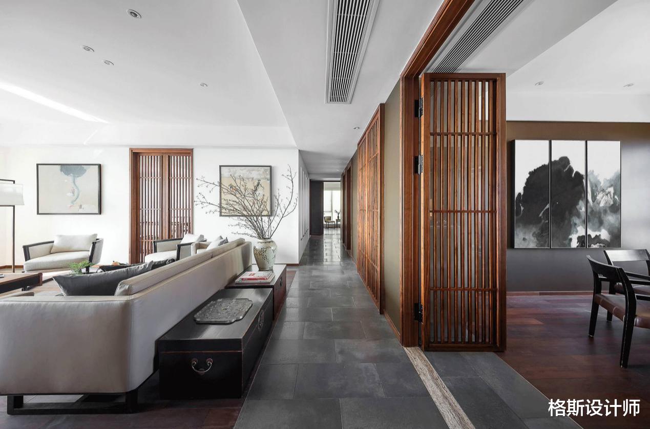 格斯设计师|230平米新中式大宅,全屋充满东方韵味,透着淡淡的禅味