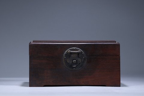 小叶紫檀|清代：小叶紫檀木雕·官制式书箱盒