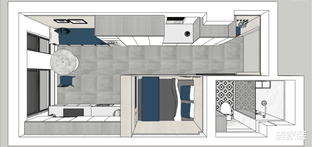 22平米公寓，改造成设施齐全的功能房，电视还是旋转的！