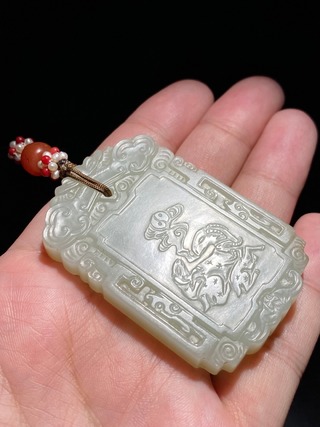 和田玉籽料|清中期 和田玉籽料 三羊开泰 玉牌