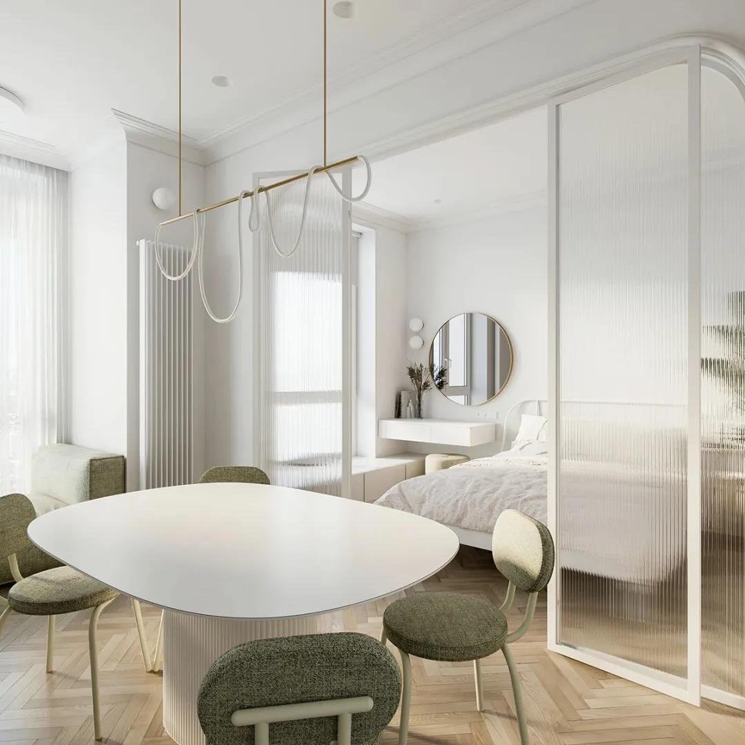 二线城市|30㎡公寓用长虹玻璃隔断,二线城市女孩的独居生活,就是这么精致