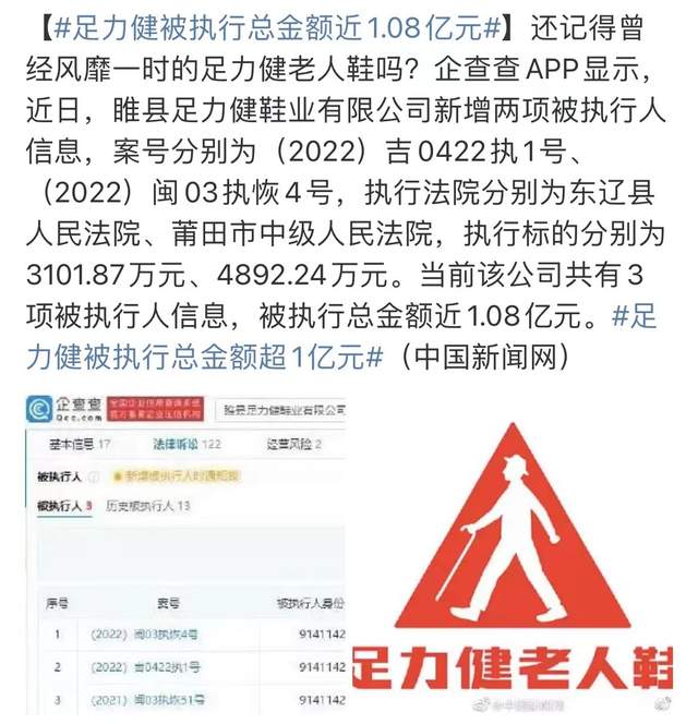 足力健|足力健被执行总金额近亿元,张凯丽恐怕难辞其咎,目前代言人是杨迪