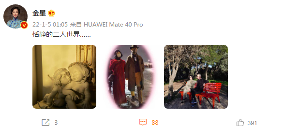 金星|金星罕见与外籍丈夫秀恩爱，两人同坐公园长椅画面温馨