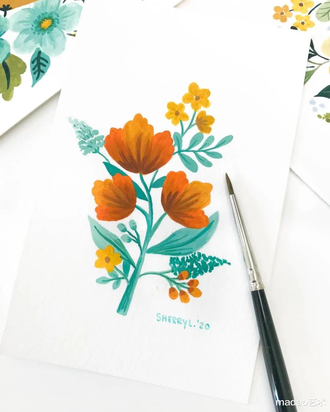 水彩装饰画，可以做成书签，赶紧试试吧