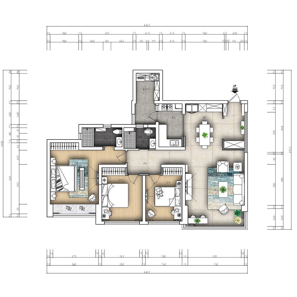 以素雅为基调,加上精致的家具和设计,营造轻松舒适的家居空间