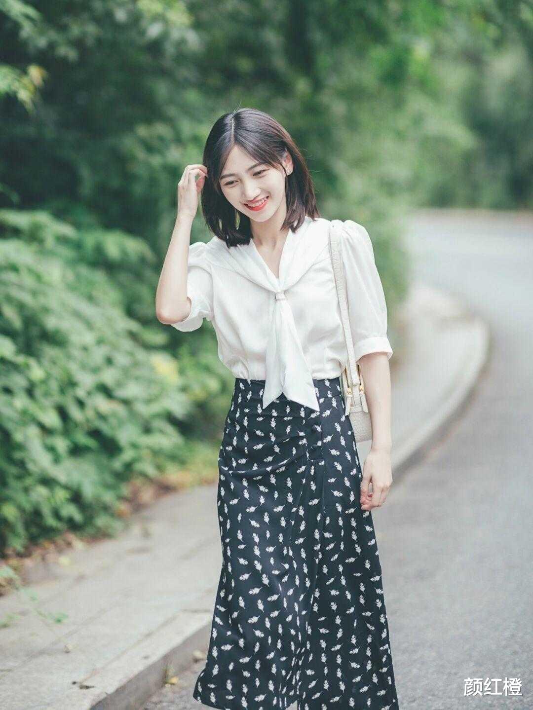 颜红橙|简约利落的通勤穿搭示范,雪纺衬衫配半身裙温柔简约,知性大方