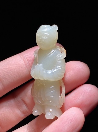 和田玉籽料|清中期 和田玉籽料 白玉 善财童子