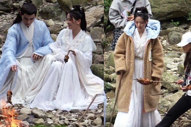 重紫|杨超越《重紫》鹅黄色仙女裙梦回周芷若，无极金仙躲不过烤鸡翅