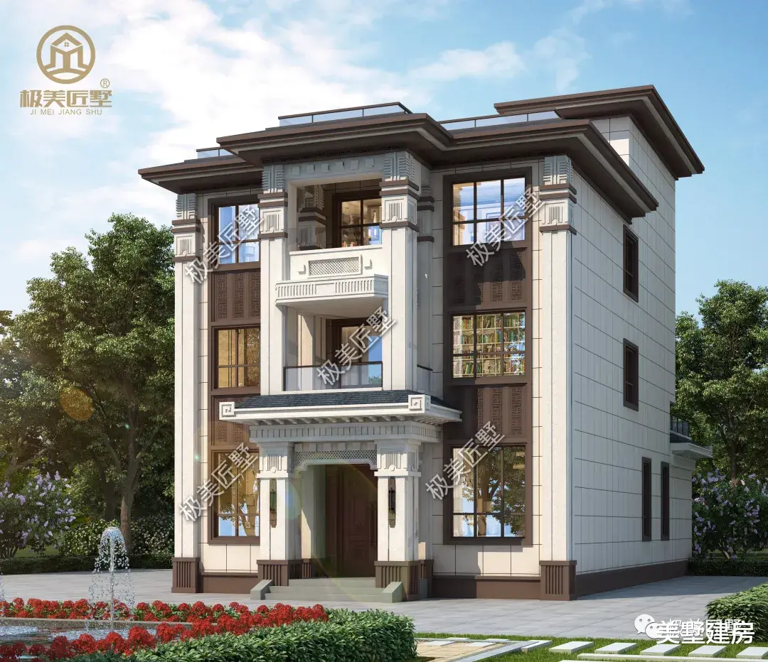 开间9.46米，新中式三层平顶别墅，早建早享受！