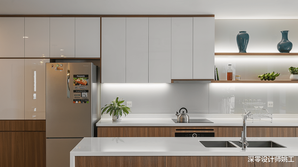 深零设计师姚工|心之所向的3口之家，130㎡不简不奢大横厅一尘不染，光看着就舒服