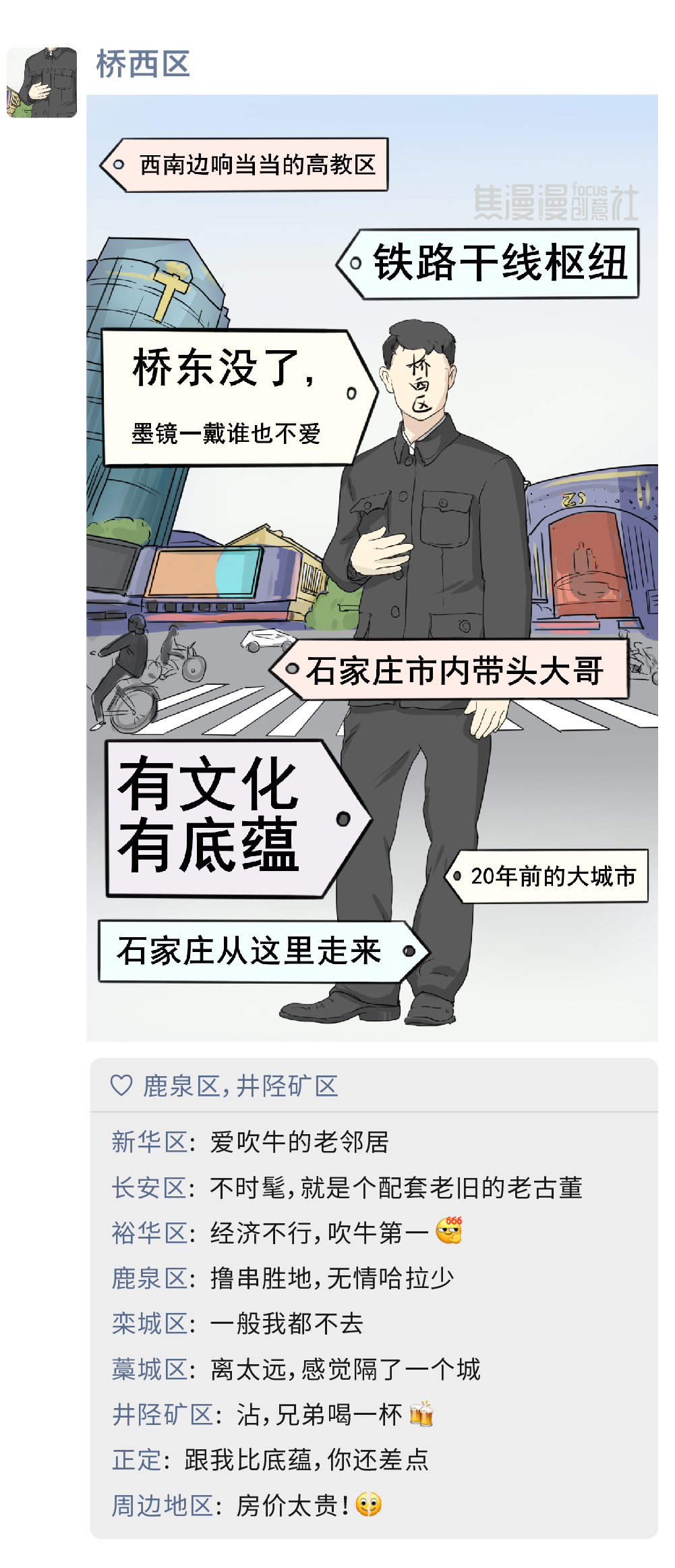 焦漫漫创意社 如果石家庄各区有朋友圈……