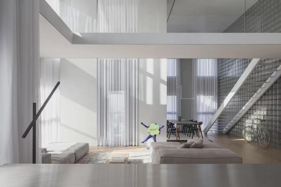 80㎡顶楼挑空复式，装5m高落地窗+玻璃砖墙，变身“贵族公寓”！