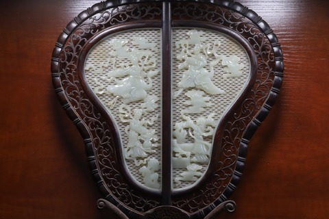 和田玉籽料|和田玉籽料“仙女宫扇”摆件