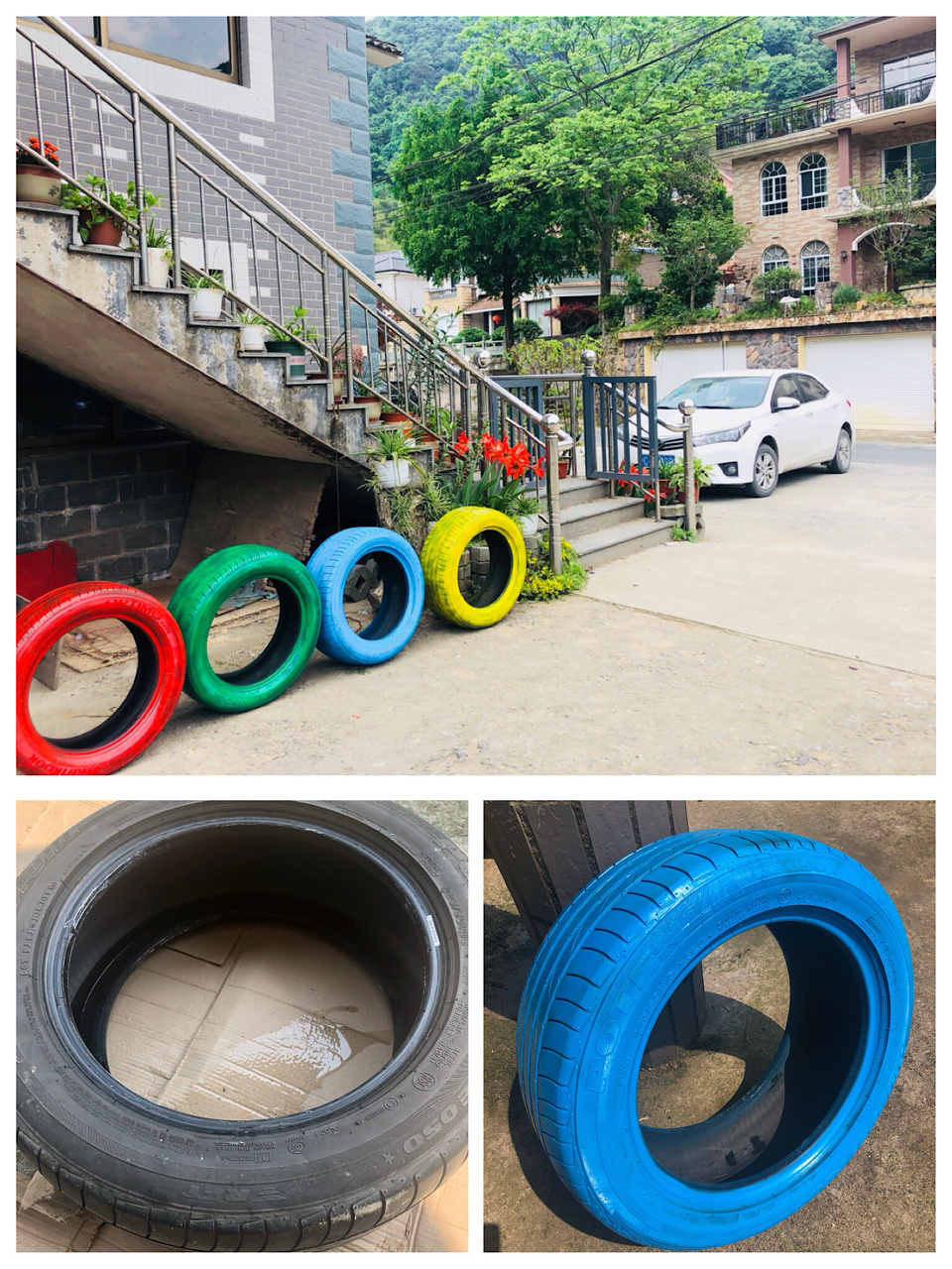 skp|花园改造：家里的废旧轮胎不要丢，简单改造一下，成了创意小花园