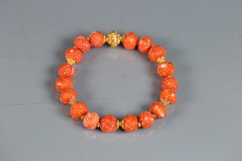 珊瑚|清 珊瑚绳结手串