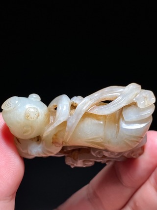 和田玉籽料|明 和田玉籽料 白玉 玉飞天 飞天童子