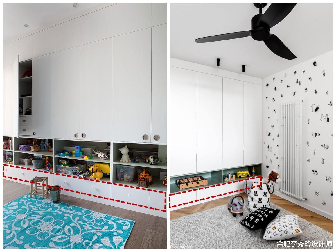 以后有娃了，儿童房衣柜也不打满，下面预留35公分，用起来更方便