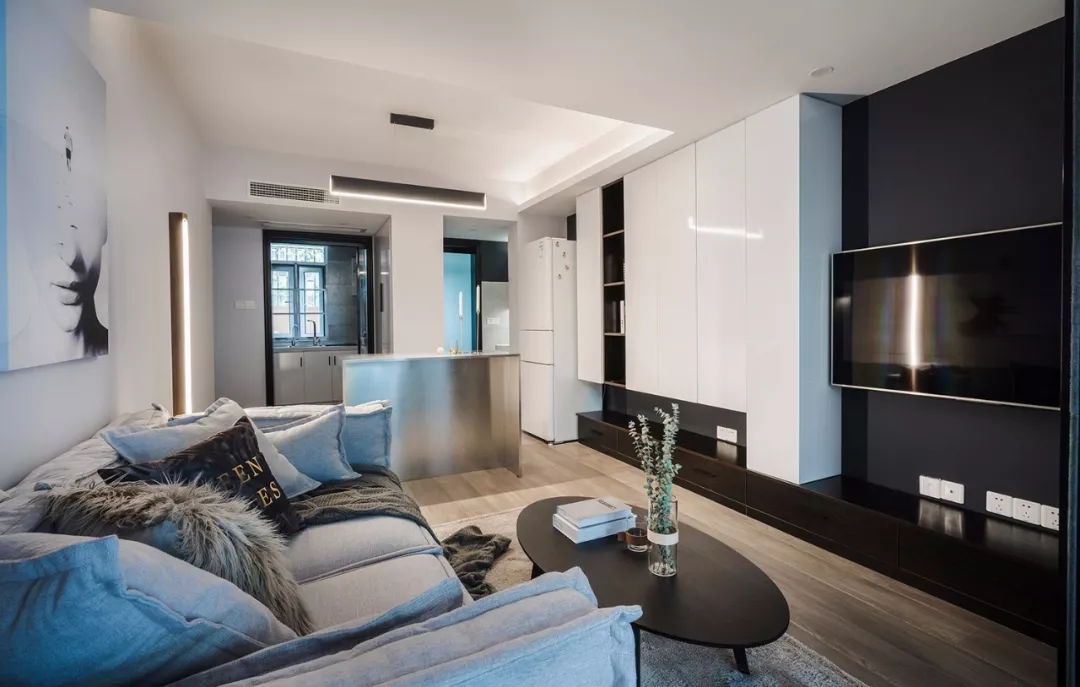 |50㎡长条形小户型公寓,简洁硬装、多光源布局,简约又有格调!