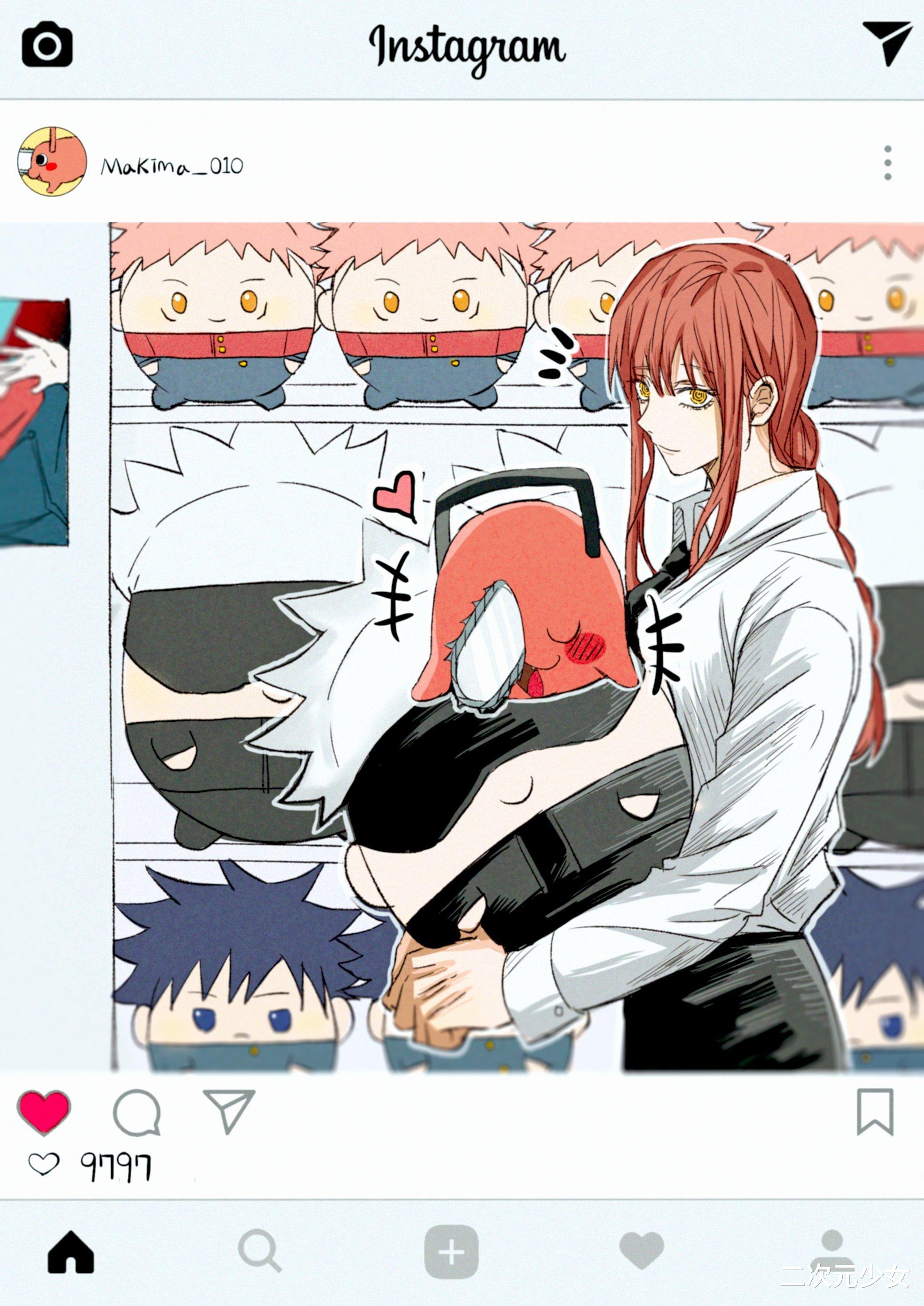 画师|五条悟和玛奇玛同框，画师绘制联动小漫画，毫无违和感