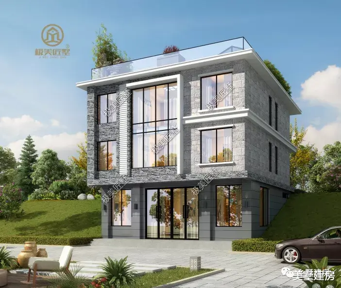 三层现代风别墅,造型时尚充满现代感,我不信你不爱