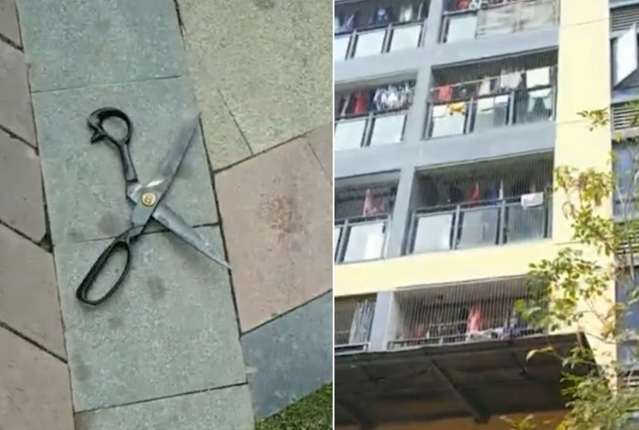 大国将苓 深圳5岁童28楼抛下大剪刀，击中老妇手臂致骨折