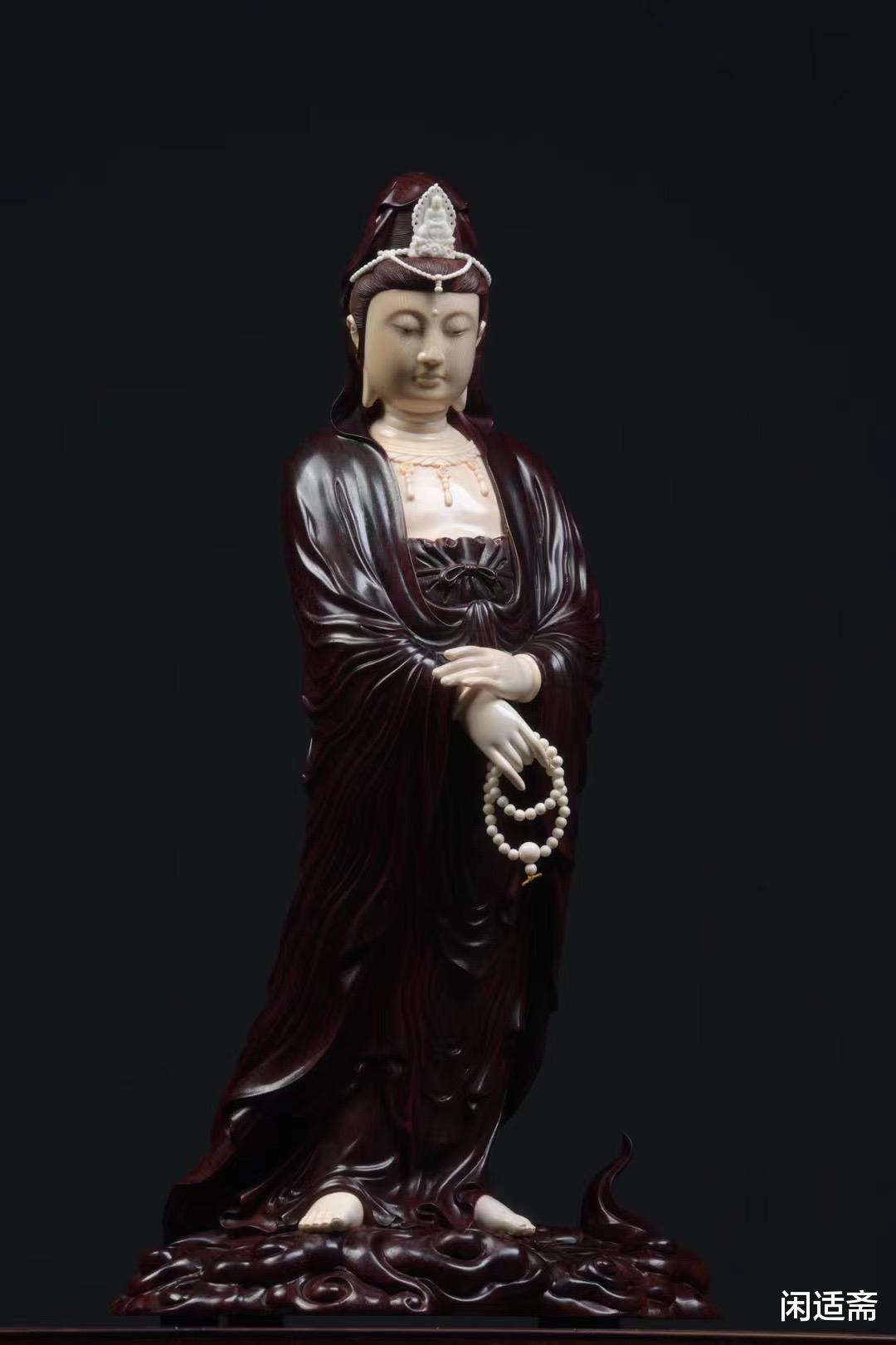 紫檀|普渡慈行，紫檀木雕，观音像