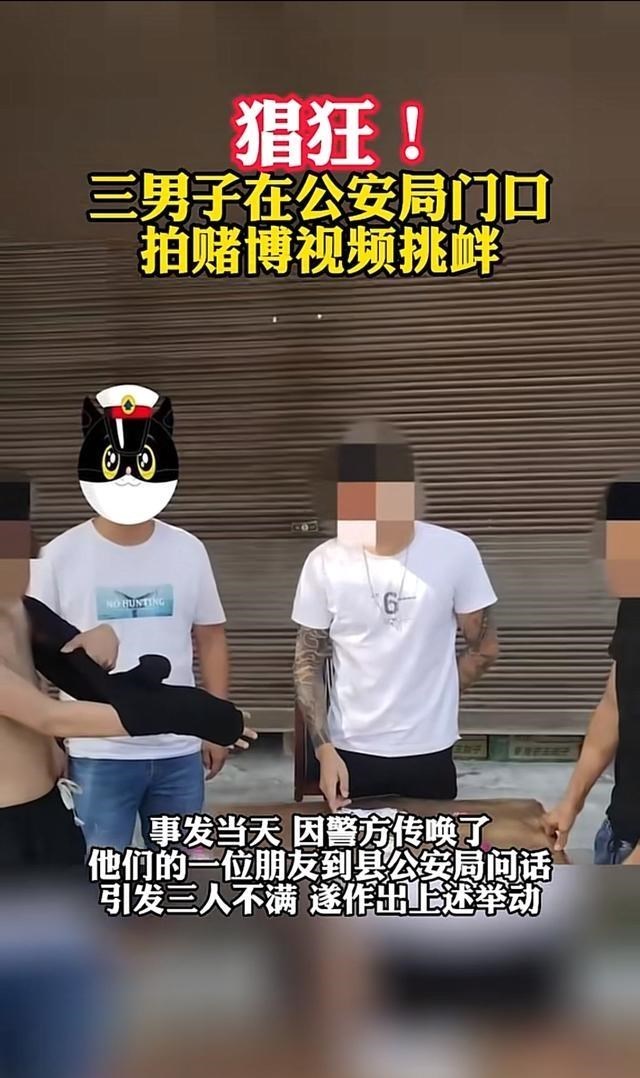 阳光语言矫正说|三男子在公安局门口拍赌博视频挑衅：为了义气藐视法律不值得