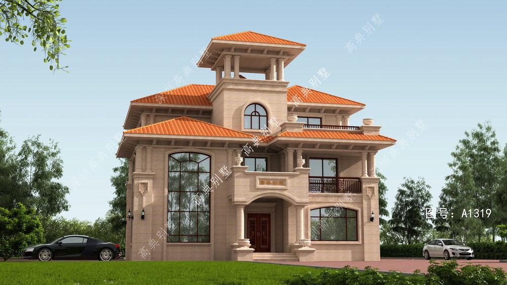 别格一楼|欧式农村别墅设计图，简单易建，建出的实体图有也很好看