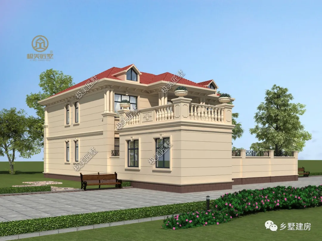 占地12.74X20.24米，农村建房不用愁，简欧风格最适合