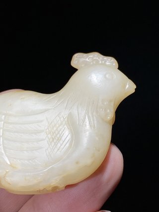 和田玉籽料|明 和田玉籽料 白玉 玉鸡 挂件
