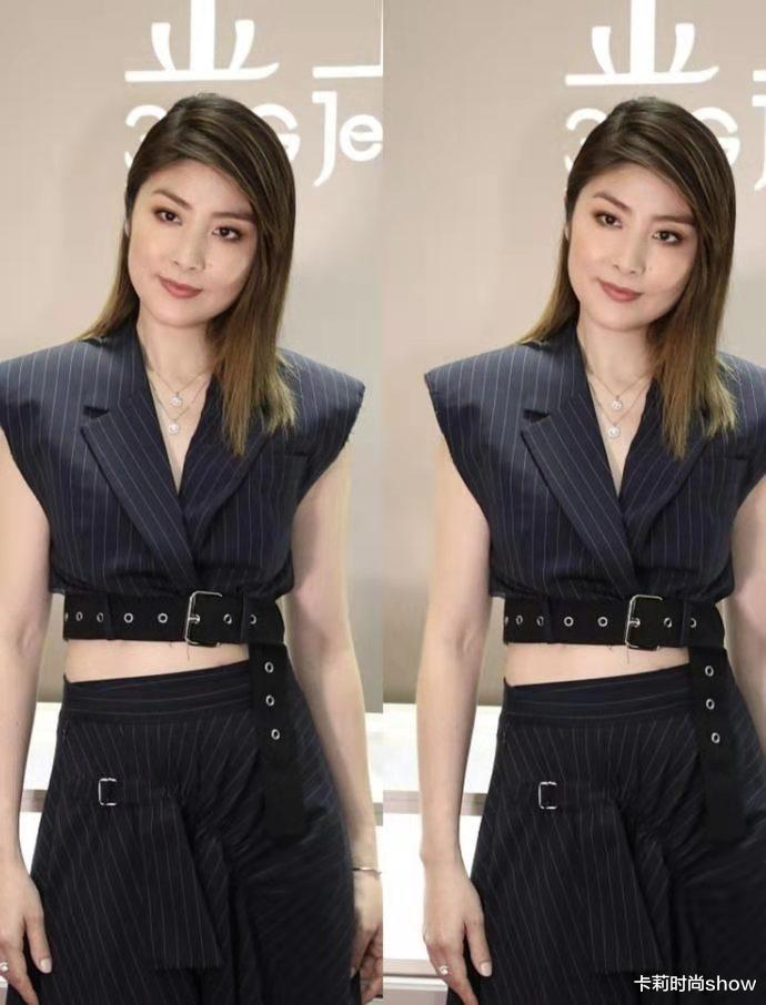 卡莉时尚show|陈慧琳的脸真抗老，露腰套装洋气高级显气质，48岁还和刚出道一样