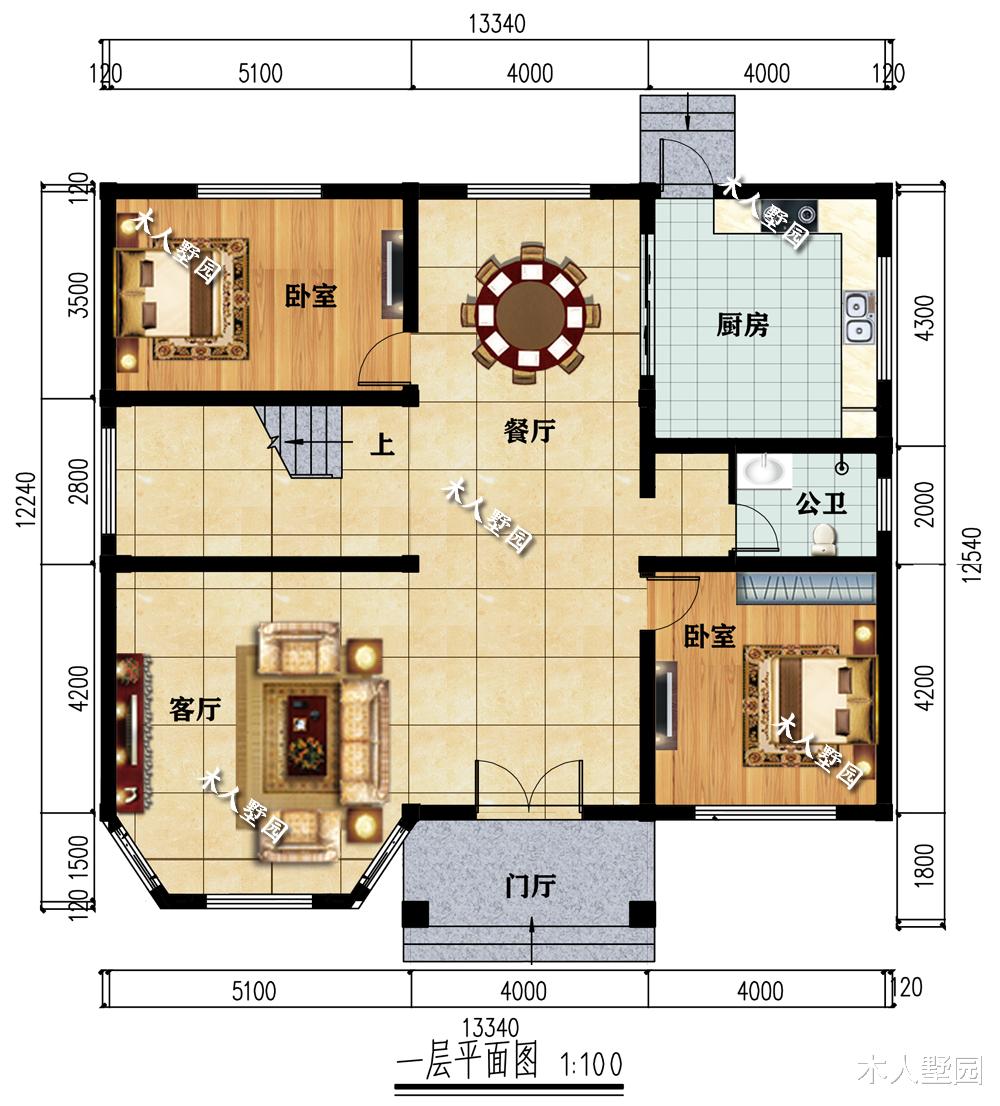 |13.3×12.2米农村别墅,7间卧室设计,爸妈还不满意就只能建三层了