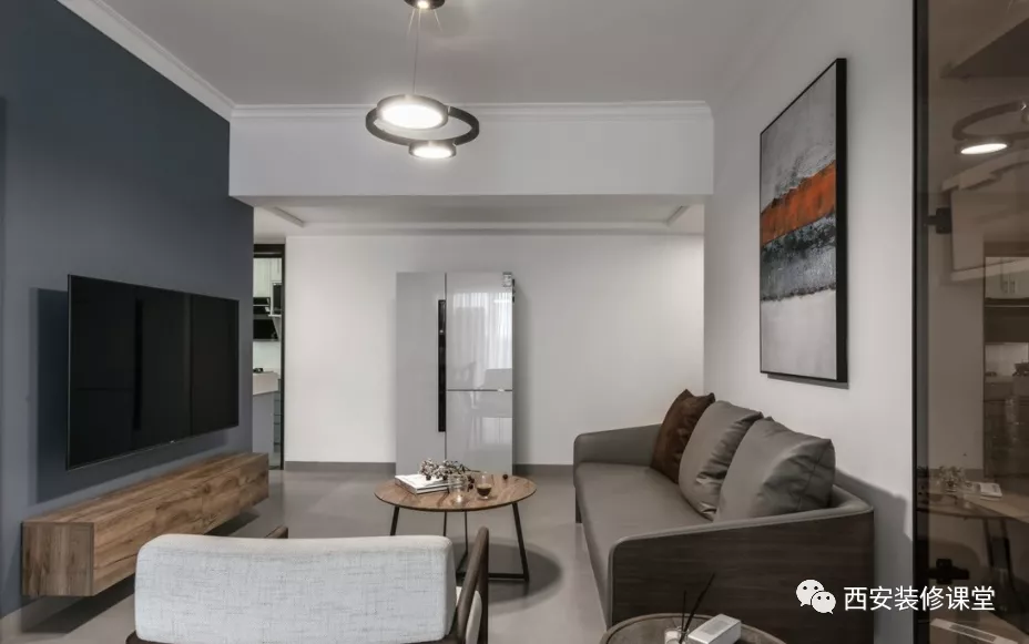 电视背景墙|85㎡两室刚需，餐客厅互换，满足在家办公