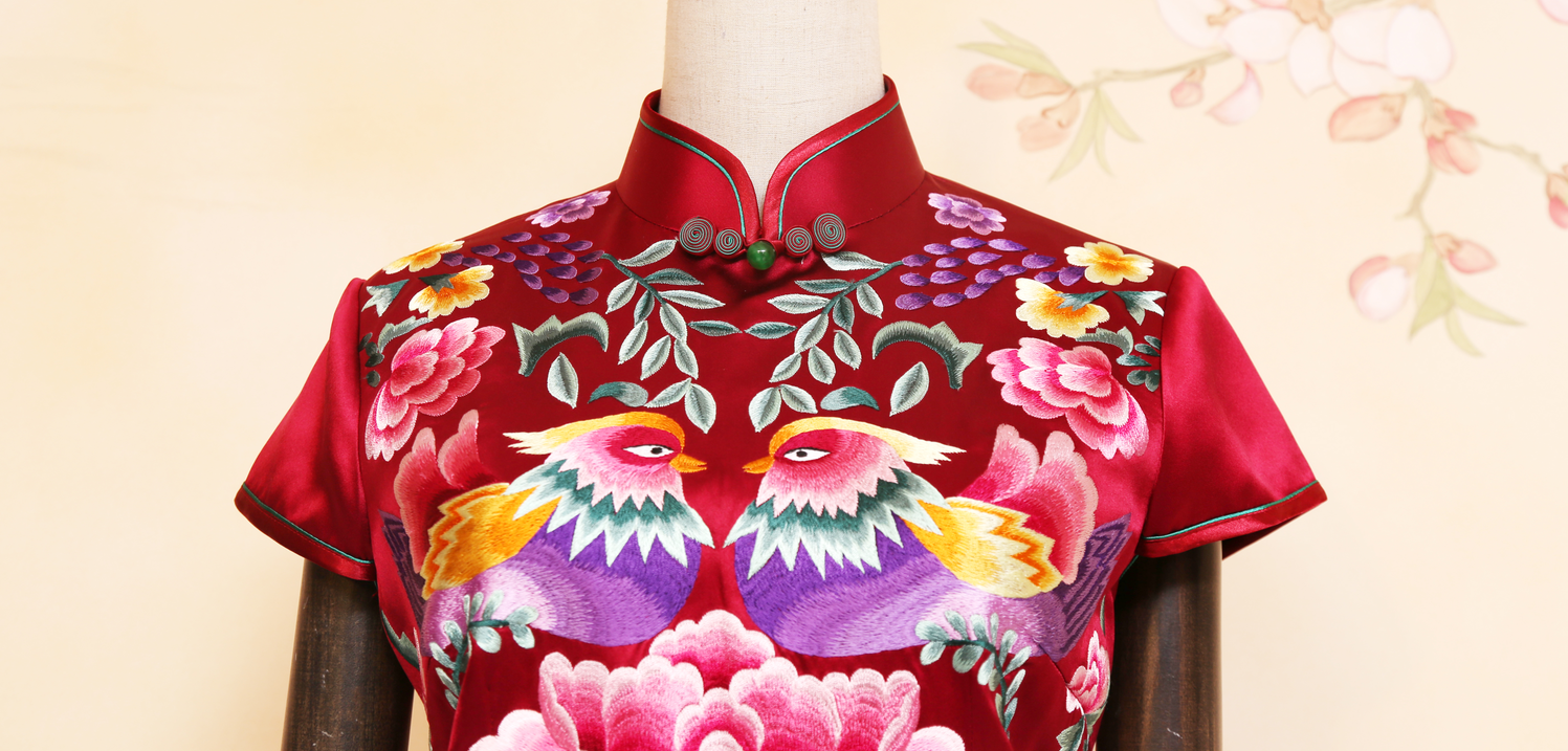 翠萍金扣子|济南旗袍|金扣子 华贵绽放