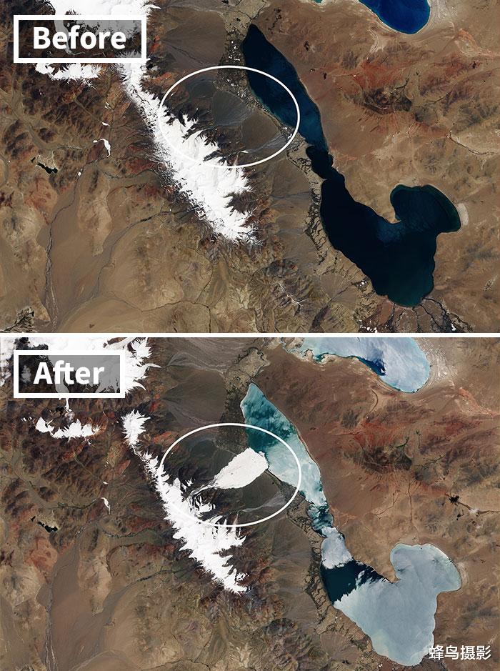 NASA 15张NASA卫星拍摄的对比照，图1咸海几乎干涸前后仅隔一年