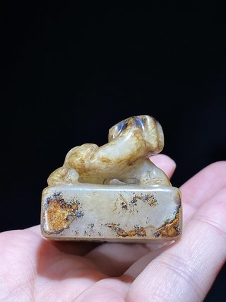 和田玉籽料|汉 和田玉籽料 白玉 螭虎 玉印